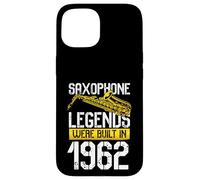 Custodia per iPhone 15 Compleanno Sassofono Leggende Nato nel 1962 60° compleanno