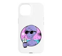 Custodia per iPhone 15 Cool Alien Drinking Summer Juice Illustration Graphic Design