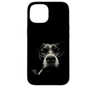 Custodia per iPhone 15 Cool Dog Smoking Occhiali da sole Retro Pop Art Canine Design