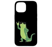 Custodia per iPhone 15 Cool Iguana Rock On Funny Rettile Amante Animale Grafica Mano