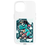 Custodia per iPhone 15 Cool Skate Dino Baby Dinosaur Cartoon for Kids