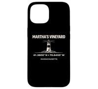 Custodia per iPhone 15 Coordinate del faro di Marthas Vineyard Massachusetts