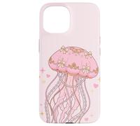 Custodia per iPhone 15 Coquette Jellyfish Pink Bow Pearls Soft Girl Aesthetic