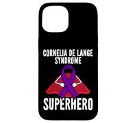 Custodia per iPhone 15 Cornelia De Lange Syndrome Superhero Warrior Nastro Viola