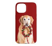 Custodia per iPhone 15 Corona d'Avvento natalizia per cani Golden Retriever