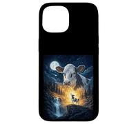Custodia per iPhone 15 Cow Howling to The Moon Vintage Funny Cow