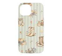 Custodia per iPhone 15 Cowboy Stivali Polli Coniglio Western Fattoria Acquarello