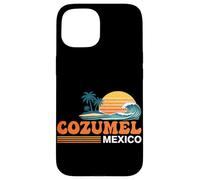 Custodia per iPhone 15 Cozumel Messico Vintage Sunset Island