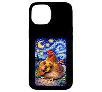 Custodia per iPhone 15 Cozy Chicken Playing Guitar Whimsical Art Music Farmer Hen