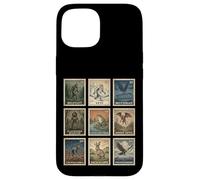 Custodia per iPhone 15 Cryptid Stamp Set Bigfoot Yeti Mothman Legendary Creatures