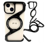 Custodia per iPhone 15, custodia in metallo rinforzata MagSafe con supporto in t