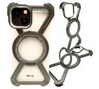 Custodia per iPhone 15, custodia in metallo rinforzata MagSafe in titanio con su