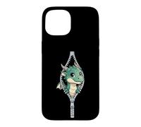 Custodia per iPhone 15 Cute Baby Dragon Sbirciando Zipper Fantasy Creatura
