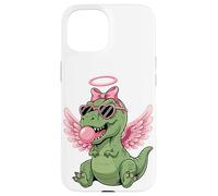 Custodia per iPhone 15 Cute Dinosaur Angel Valentine's Day Gum Love