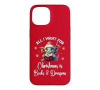 Custodia per iPhone 15 Cute Dragon Book For All I Want Christmas is Books & Dragons