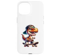 Custodia per iPhone 15 Cute T-Rex Skateboard Baby Dinosaur Cartoon for Kids