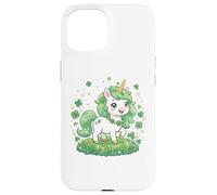 Custodia per iPhone 15 Cute Unicorn Shamrock St Patricks Day Girls Kids Lepricorn