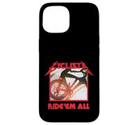 Custodia per iPhone 15 Cyclista Ride 'em All Heavy Metal Cycling, divertente regalo per ciclisti