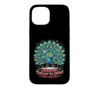 Custodia per iPhone 15 "Dabbing Through the Snow" Funny Peacock Christmas Bird