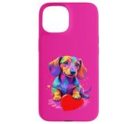 Custodia per iPhone 15 Dachshund Shirt - Colorful Dachshund Heart Graphic