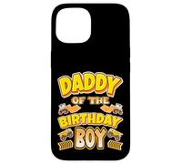 Custodia per iPhone 15 Daddy Of The Birthday Boy Construction Worker Festa di compleanno