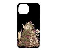 Custodia per iPhone 15 Dark Academia Cottagecore Tea Books Botanical Mushroom