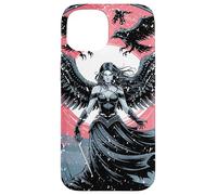 Custodia per iPhone 15 Dea morrigana della guerra e del destino con corvi e ali
