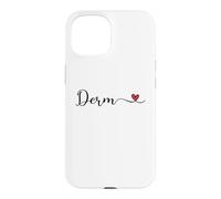 Custodia per iPhone 15 Derm Cuore carino scritto a mano Tipografia Regalo