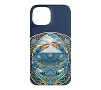 Custodia per iPhone 15 Design Art Nouveau Blue Crab Sea Life