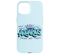 Custodia per iPhone 15 Design Colorato del Segno Zodiacale dell'Acquario