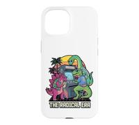Custodia per iPhone 15 Dinosauri Giocando Arcade Retro 80s Gaming Graphic