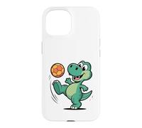 Custodia per iPhone 15 Dinosauro che gioca a calcio dinosauri per bambini