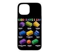 Custodia per iPhone 15 Dio dice che sono cristiano Block Building Toy Master Builder