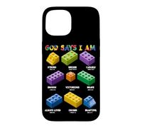Custodia per iPhone 15 Dio dice che sono cristiano Block Building Toy Master Builder