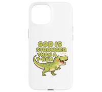 Custodia per iPhone 15 Dio è più forte di un Trex Cute Dino Kids Christianity