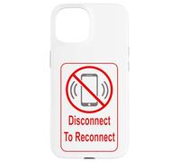 Custodia per iPhone 15 Disconnect to riconnect with no cell phones sign