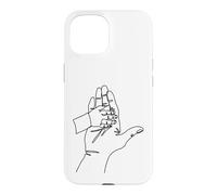 Custodia per iPhone 15 Disegno a una linea: mani che raccontano storie