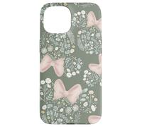 Custodia per iPhone 15 Disney Minnie Mouse Icona Fiori Primavera Verde Salvia