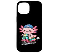 Custodia per iPhone 15 DIVERTENTE AXOLOTL IN GUIDA IN SCOOTER