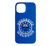 Custodia per iPhone 15 Divertente Blu Giallo Unione Europea Rifugiati Brexit
