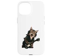 Custodia per iPhone 15 Divertente gatto che suona la chitarra rock Cat Lover Band