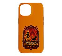 Custodia per iPhone 15 Divertente Halloween Vado all'inferno e ritorno per il mio gatto