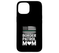Custodia per iPhone 15 Divertente mamma della pattuglia di frontiera che dice il cuore della bandiera americana
