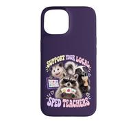 Custodia per iPhone 15 Divertente procione Possum creature boschive Insegnante Umorismo