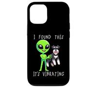 Custodia per iPhone 15 Divertente Schnauzer in miniatura Alien I Found This It Vibrating