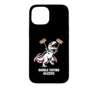 Custodia per iPhone 15 Divertente T-Rex Double Fisting Glizzies Patriottico T-Rex Hot Dog