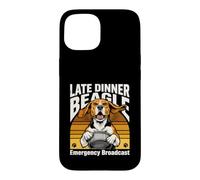 Custodia per iPhone 15 Divertente trasmissione di emergenza Beagle a cena tardiva