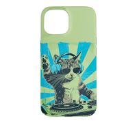 Custodia per iPhone 15 DJ Cat Disco Funny Sound Tech Headphone Techno Music