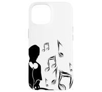 Custodia per iPhone 15 DJ con giradischi e note musicali, Drum and Bass, Techno
