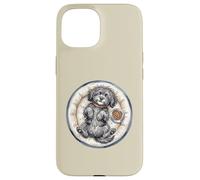 Custodia per iPhone 15 Dolce cane puli che si rilassa con cuccia per cani e cibo durante il sonno